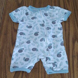 Silkberry Baby White Organic Cotton Snail Print Romper Size NB - 3 Months